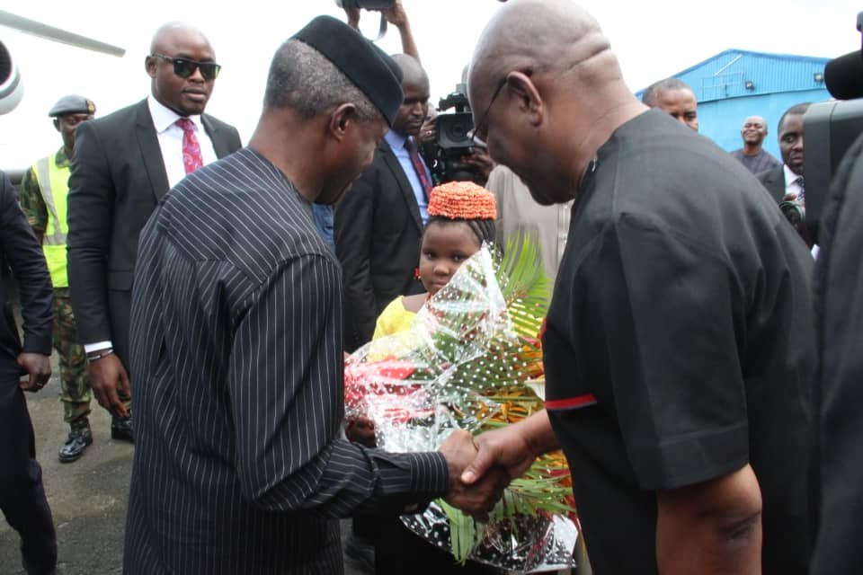 Photos: Wike receives Osinbajo in Rivers