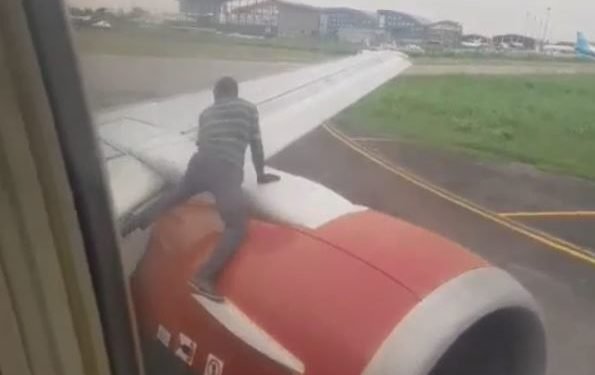 JUST IN: Man climbs aircraft at Lagos Airport