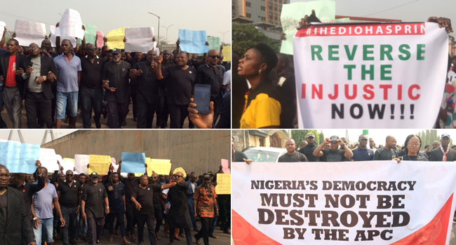 Imo: PDP members protest across Nigeria’s streets, ask supreme court to reverse self