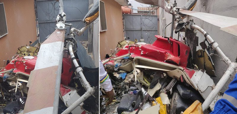 Helicopter crashes at Salvation Bus Stop, Opebi, Lagos