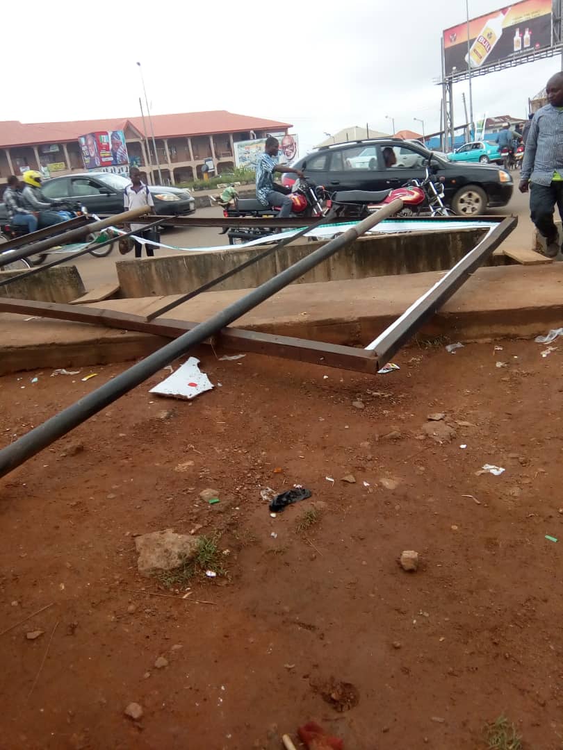 Photos: Thugs destroying Ajayi, Jegede’s posters ahead of Ondo poll