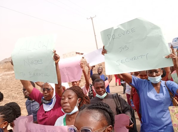 JUST IN: Abuja Nurses Storm Council Office, Protest New Verification Rule