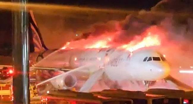 South Korean Airplane Catches Fire