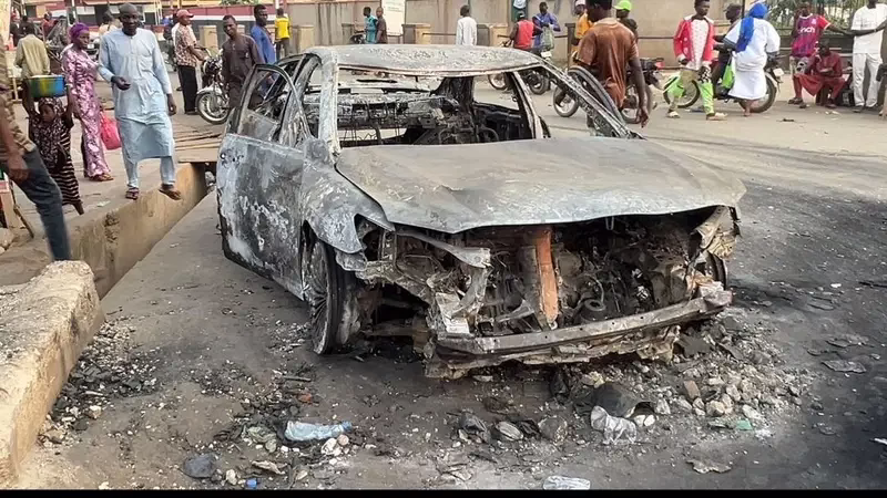 Outrage in Ado-Ekiti: Youths Torch Vehicle After Fatal Hit-and-Run Incident