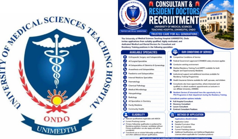 UNIMEDTH Opens Recruitment For Consultant, Resident Doctors